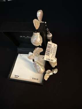 NWT R.H. Macy & Co. 13-15mm Baroque Cultured Pearl Bracelet, Sterling Silver